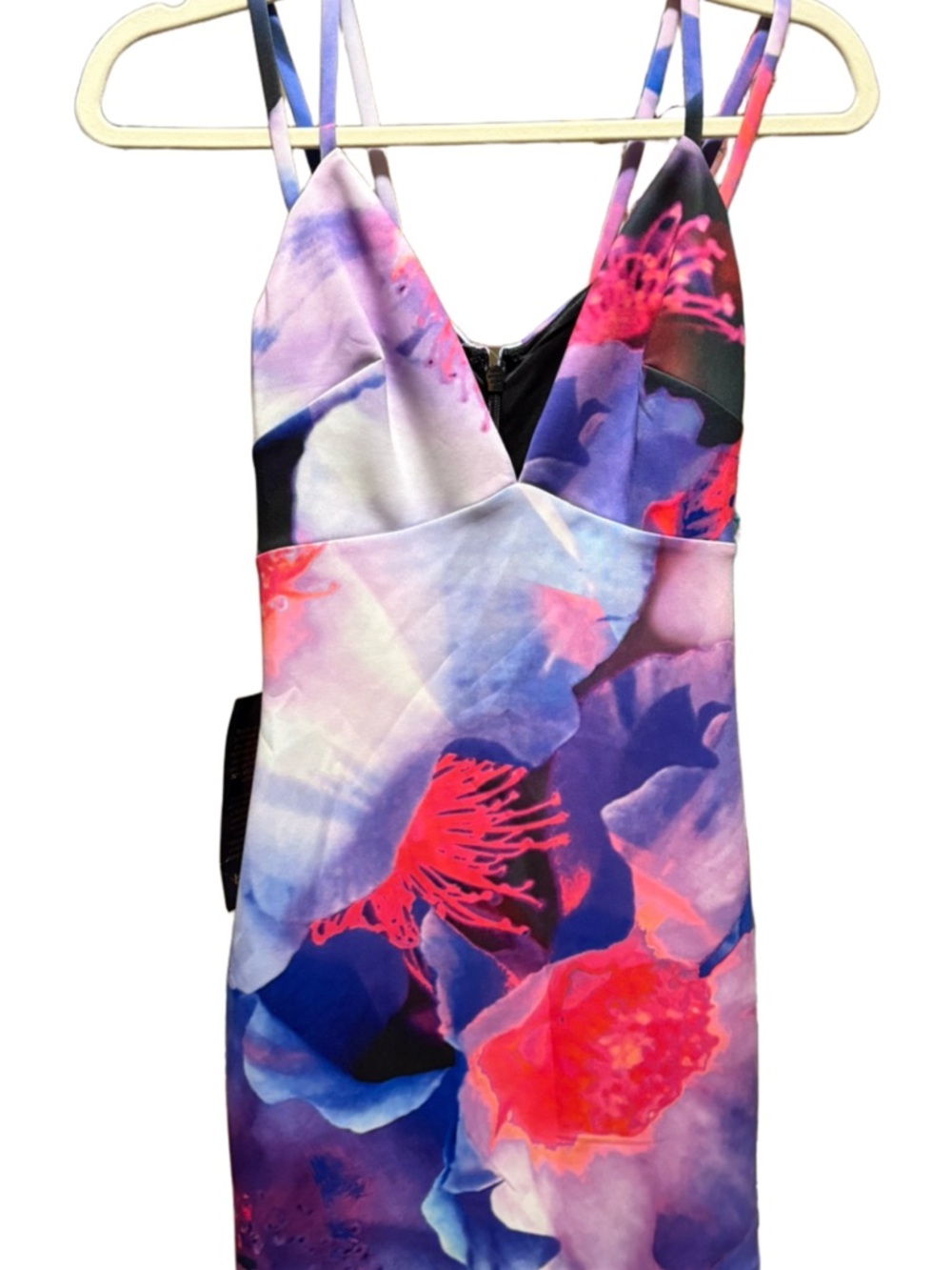 NWT - Bebe Crystal Bloom Floral Bodycon Scuba Dress